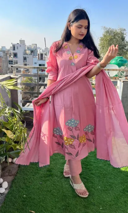 Blush Bloom Embroidered Kurta Set